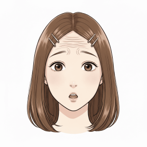 顔面神経麻痺検査法:おでこのしわ寄せ